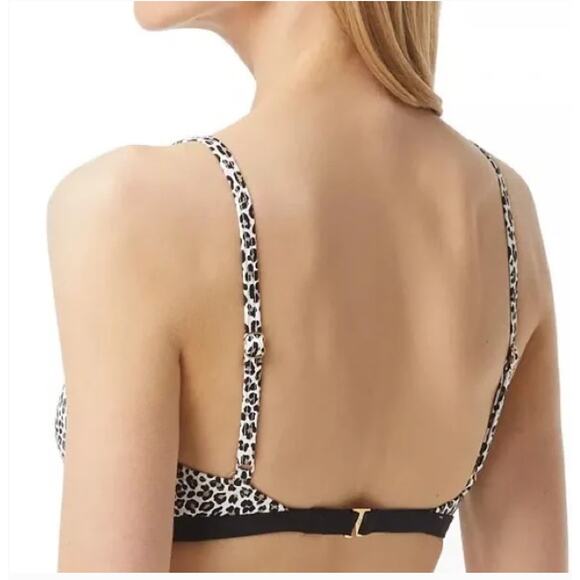 Michael Kors KHAKI LEOPARD Animal-Print Logo Triangle Bikini Top XS X-Small NWT - Picture 2 of 4